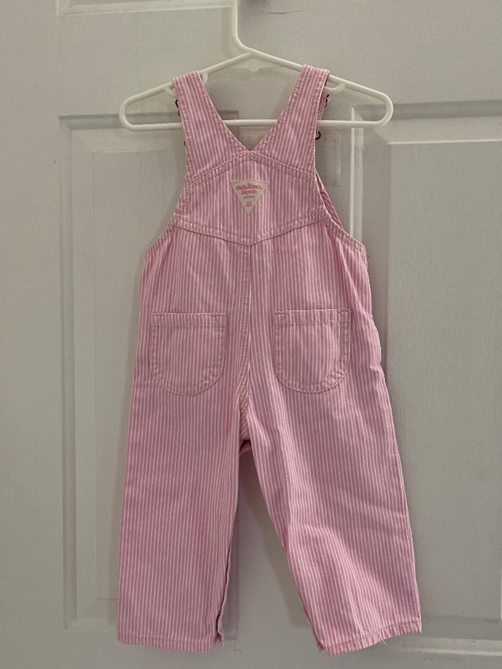 Vintage OshKosh B'gosh Pink Striped Vestbak Overalls 12 mo - Picture 2 of 11